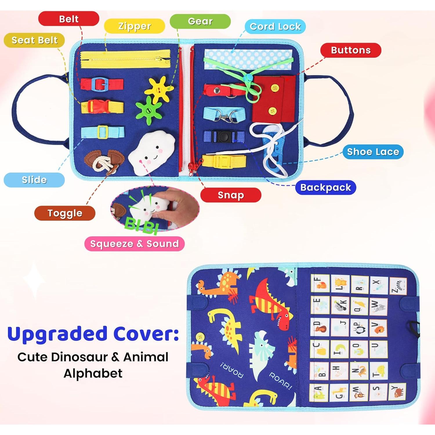 Tablero Ocupado Montessori Whizturtle Azul 8 en 1 para Niños