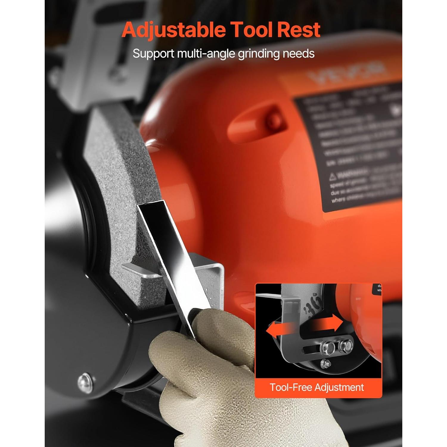 Esmeril de Banco VEVOR 6" 250W 3450RPM con Luz LED