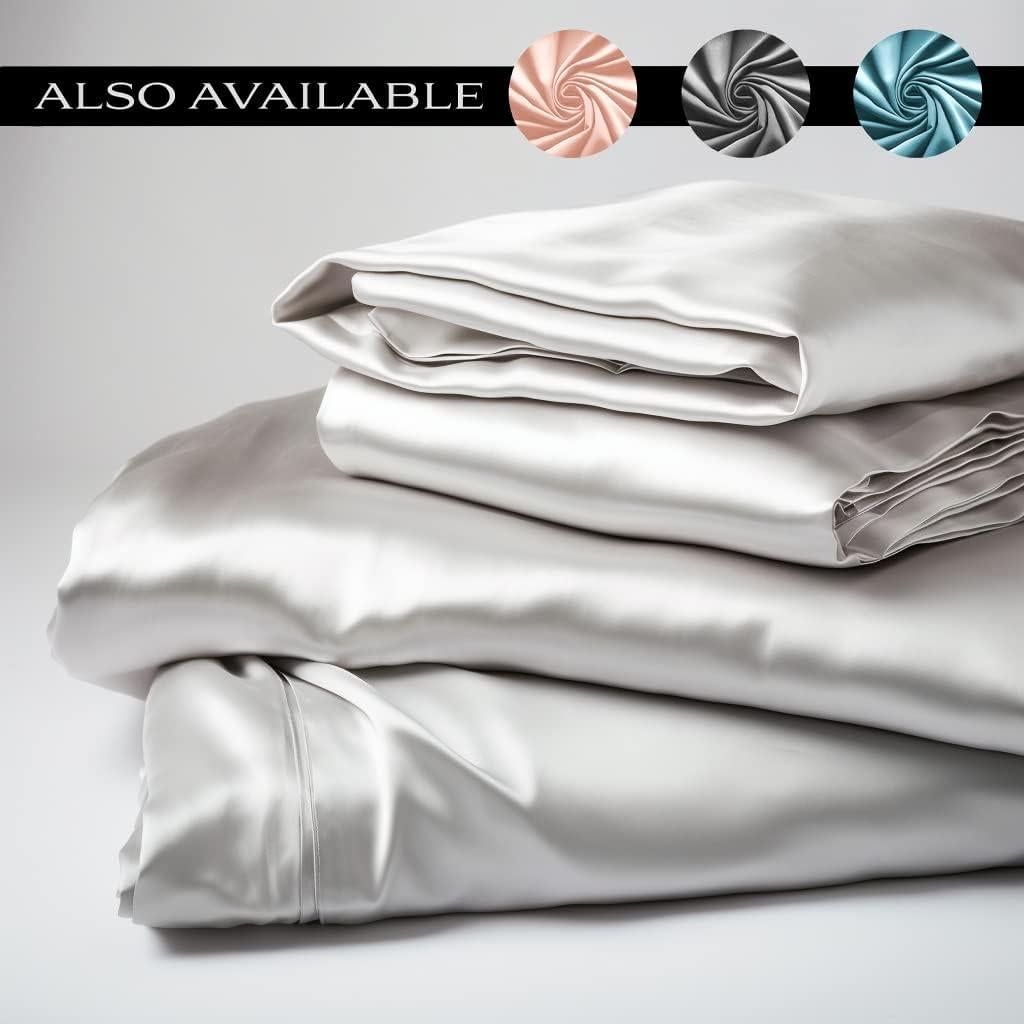 Juego de sábanas Twin XL Lunar Silks 100% rayón bambú blanco