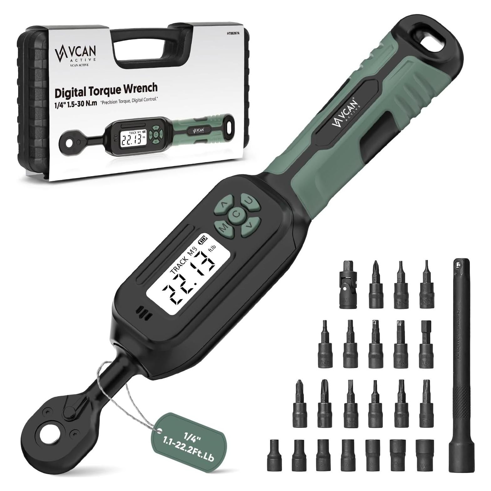 Llave de Torque Digital 1/4 VCAN ACTIVE 1.1-30 Nm Precisión