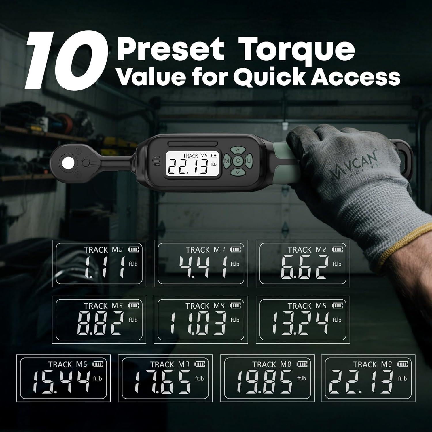 Llave de Torque Digital 1/4 VCAN ACTIVE 1.1-30 Nm Precisión