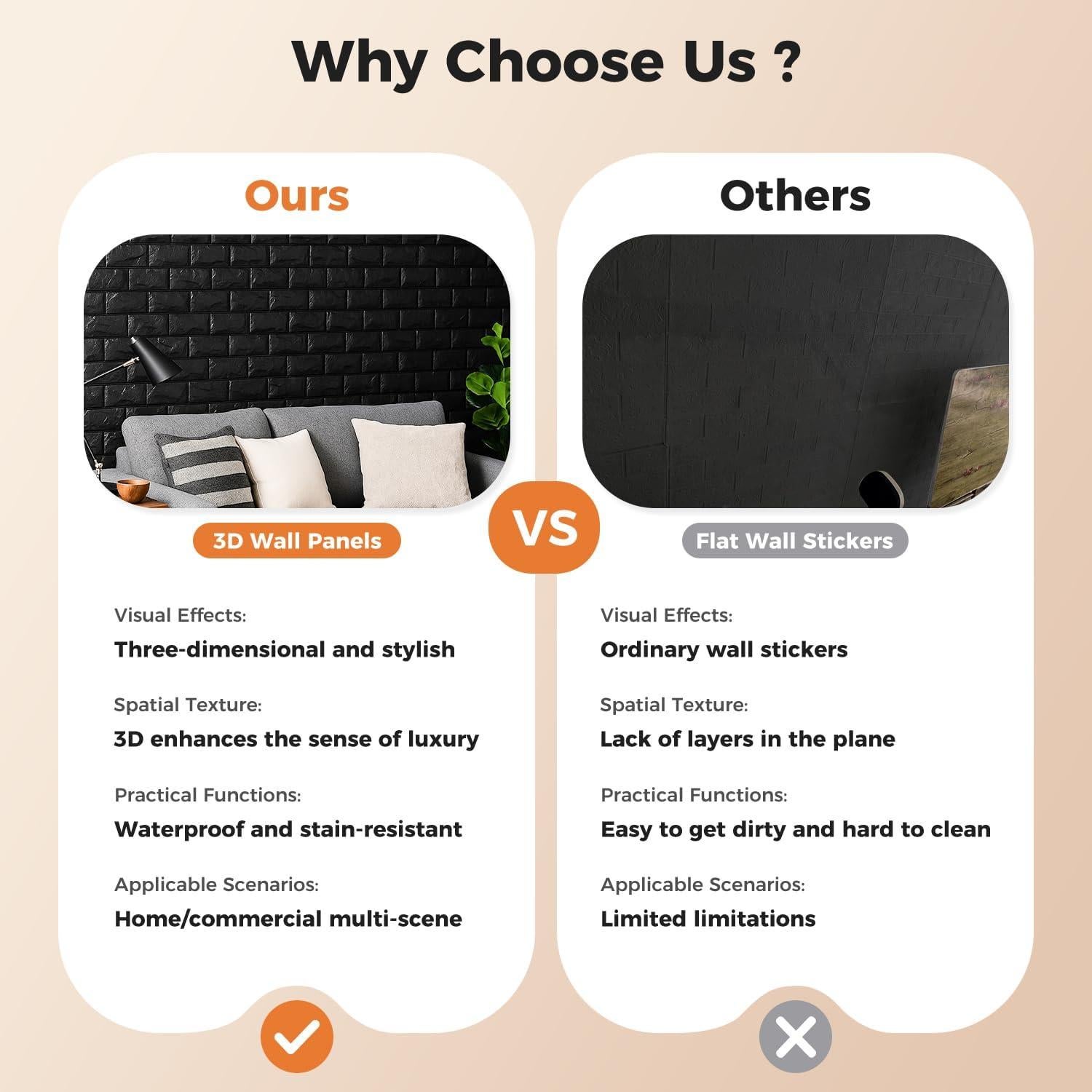 Paneles de Pared 3D Autoadhesivos Circloophs 30 Pcs Ladrillo Negro