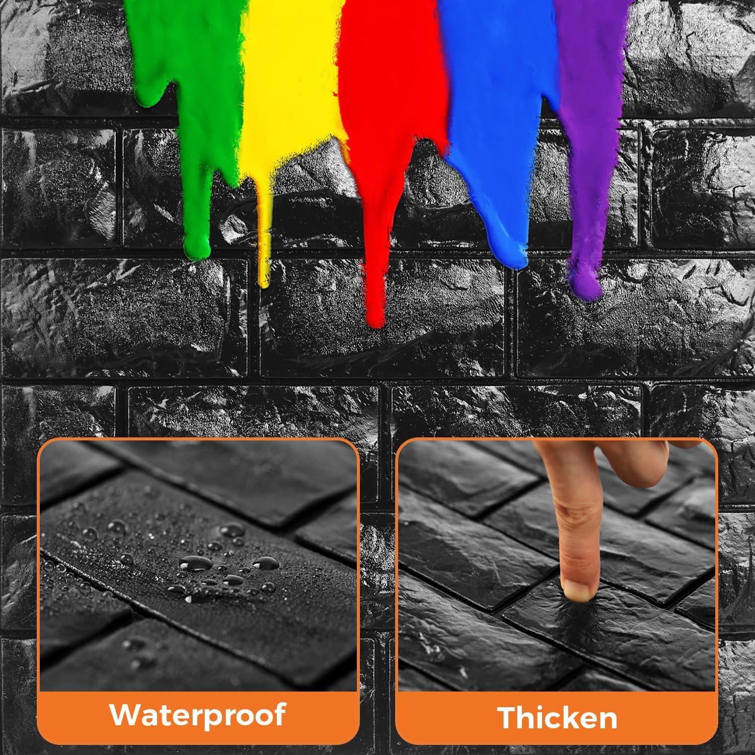 Paneles de Pared 3D Autoadhesivos Circloophs 30 Pcs Ladrillo Negro