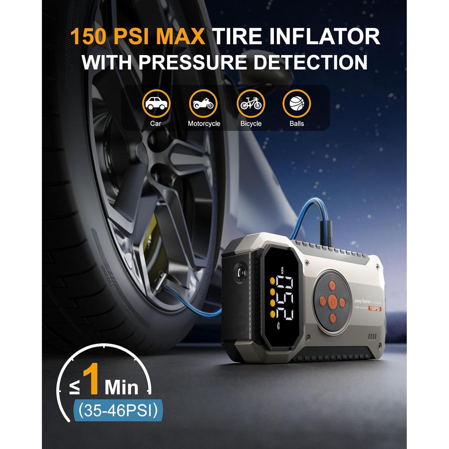 Arrancador de Salto Portátil Geeneu W200 5000A con Compresor