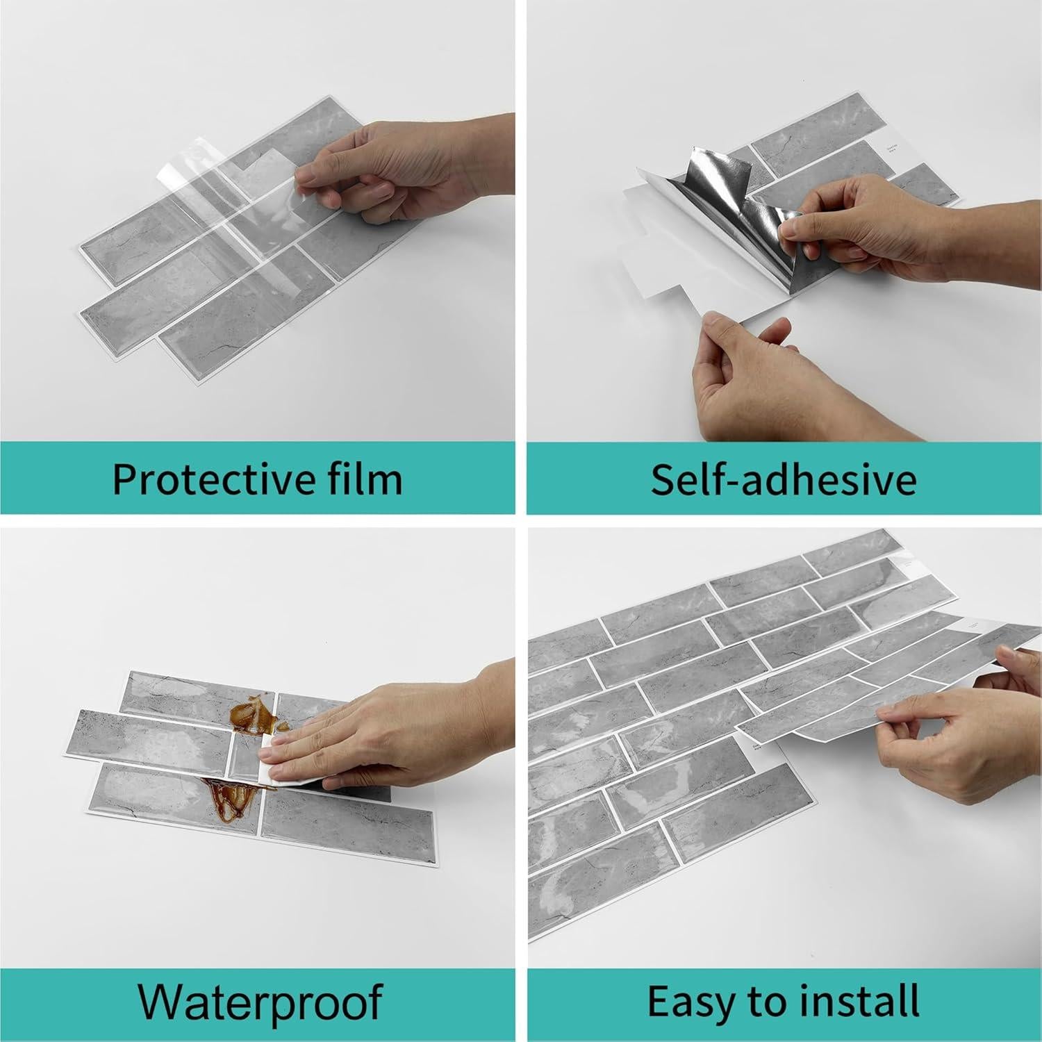 16 Hojas Calcomanías 3D Autoadhesivas BUYBLIFE Gris Retro