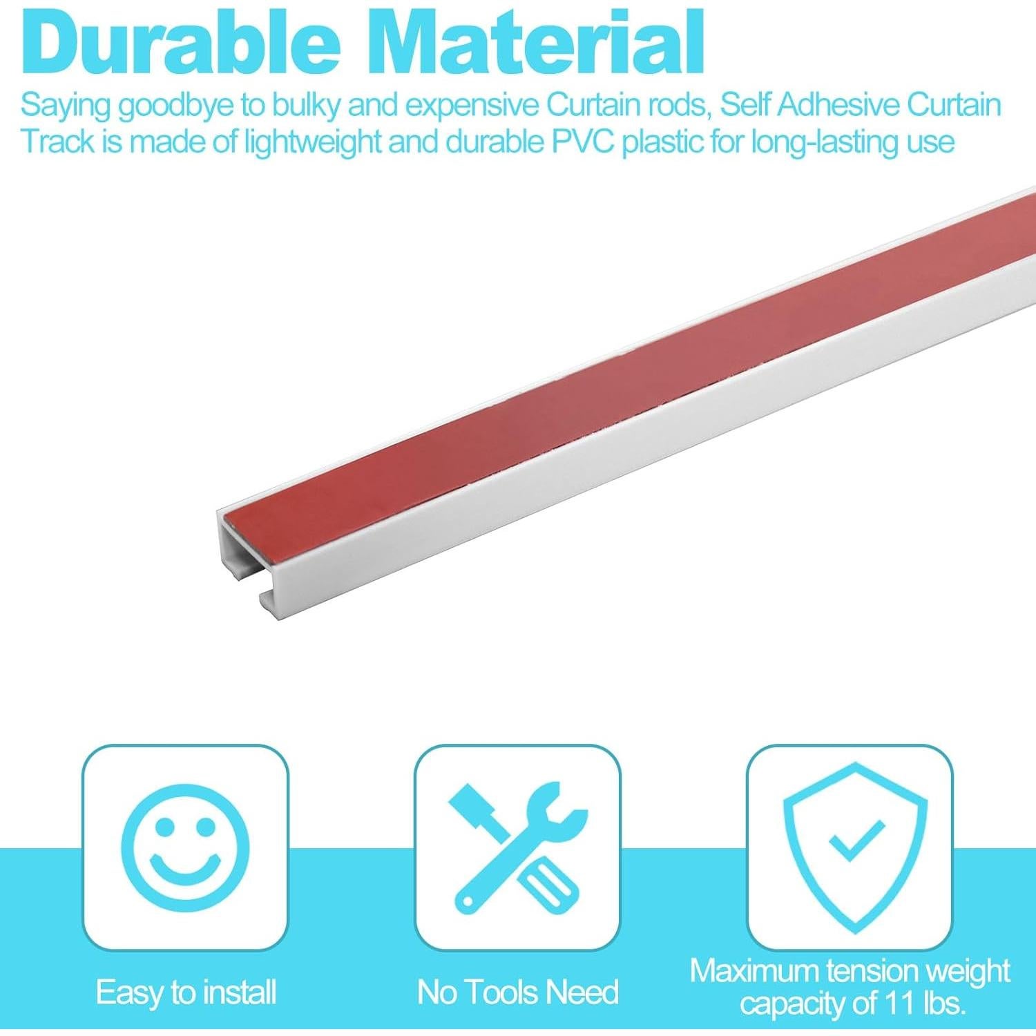 Riel de Cortina Autoadhesivo Wadoy 81 cm Montaje en Techo/Pared