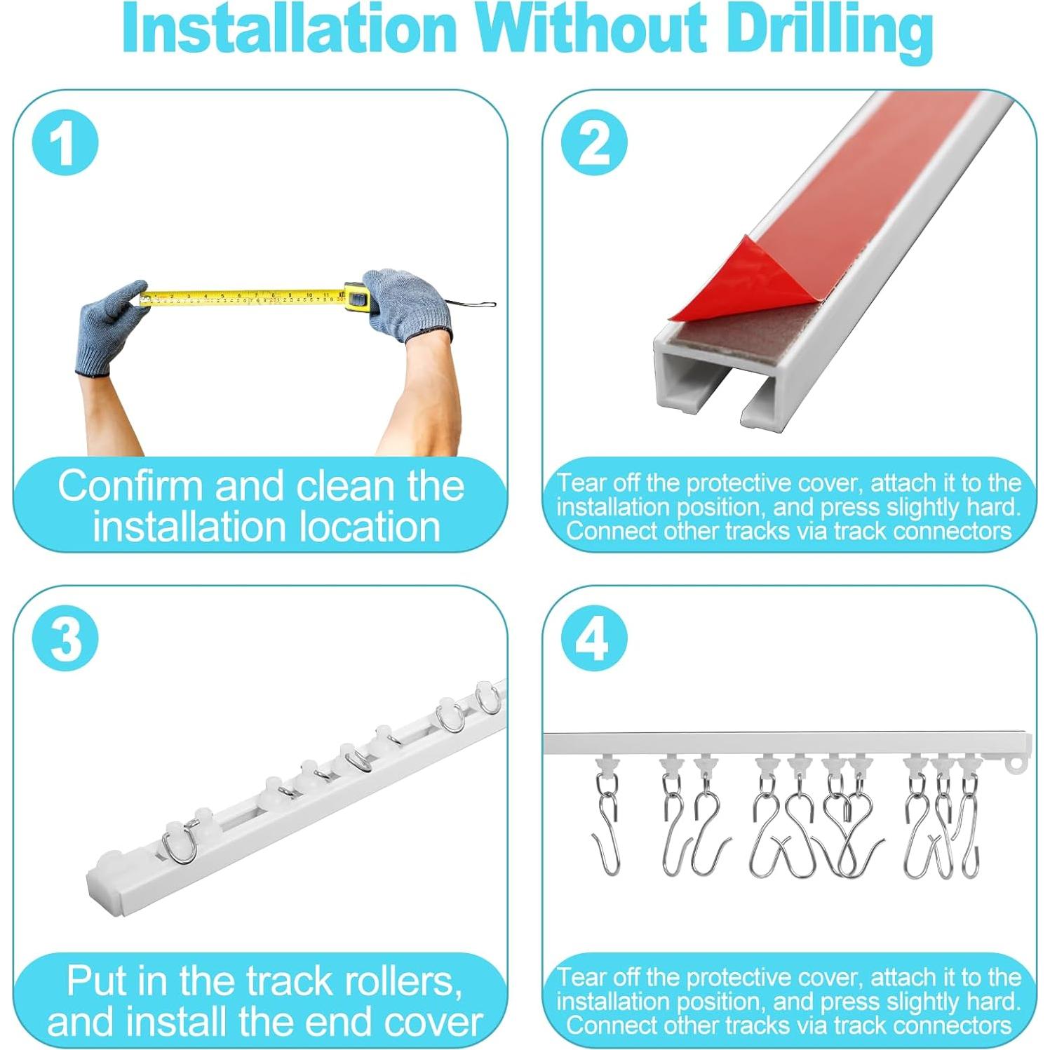 Riel de Cortina Autoadhesivo Wadoy 81 cm Montaje en Techo/Pared