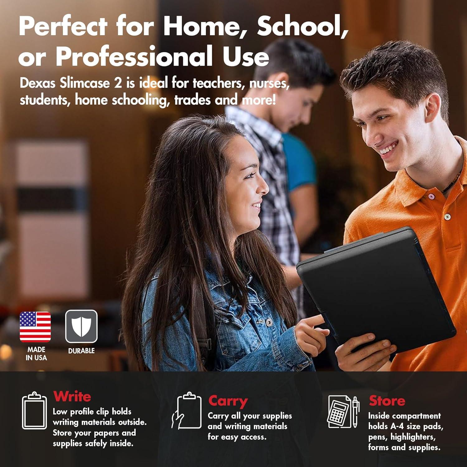 Clipboard Dexas Slimcase 2 Negro con Almacenamiento A4