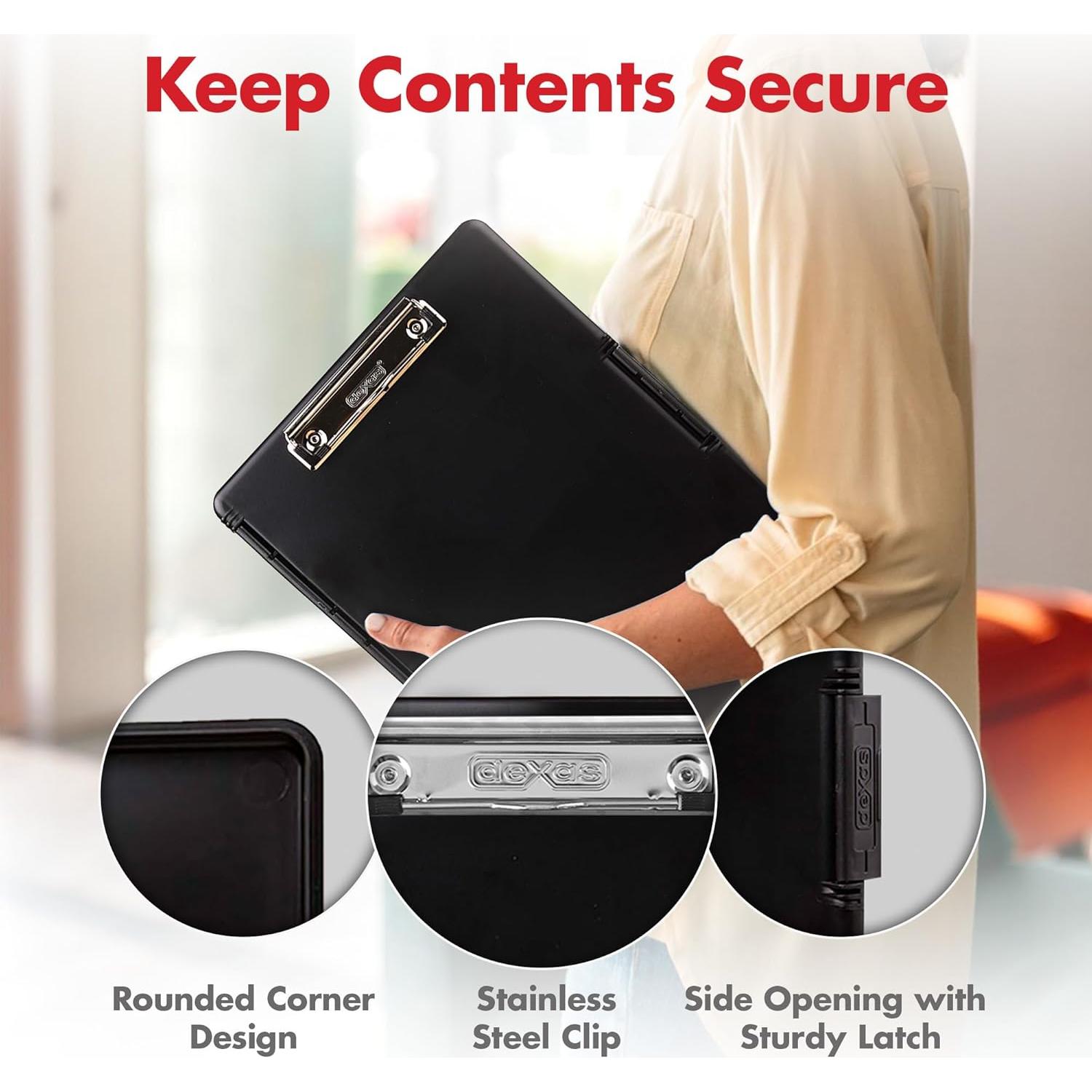 Clipboard Dexas Slimcase 2 Negro con Almacenamiento A4