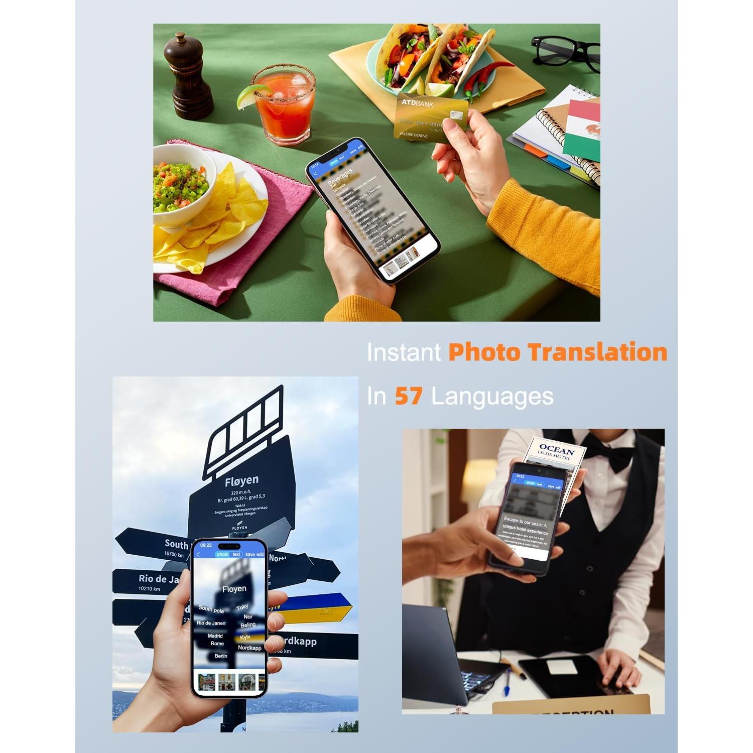Traductor de Idiomas Aeeque FYJ00001BL, Soporte para Teléfono, 138+ Idiomas