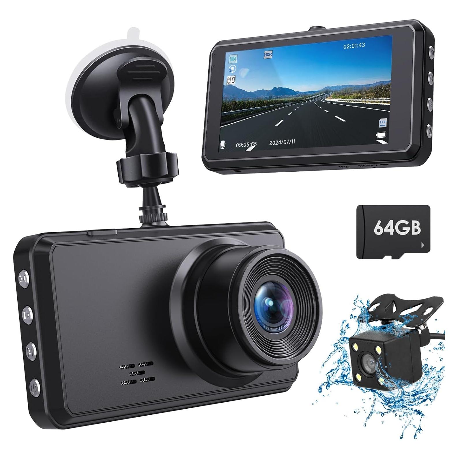 Cámara Dash SHRINLUCK 2K Delantera y Trasera, Pantalla 3.2"