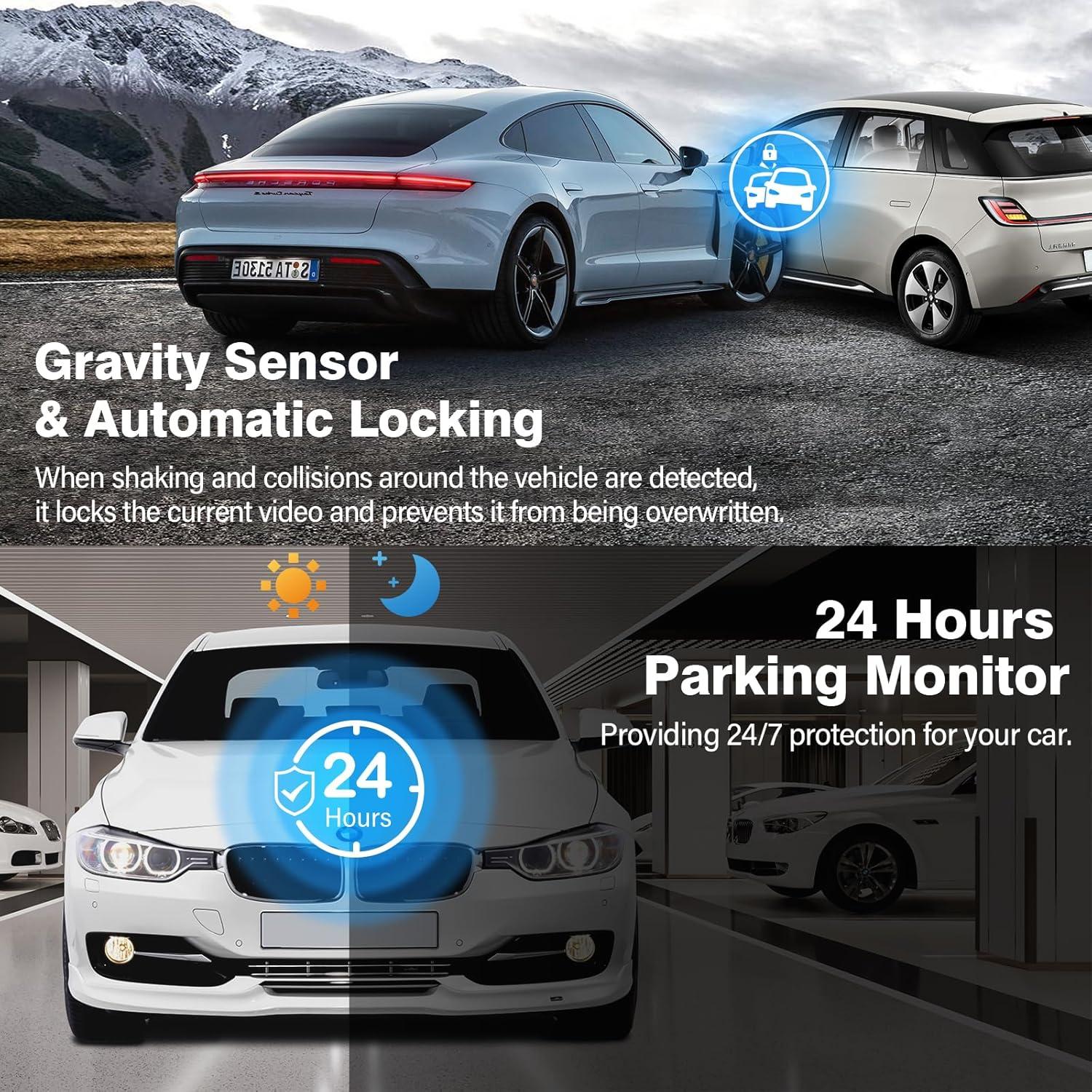 Cámara Dash SHRINLUCK 2K Delantera y Trasera, Pantalla 3.2"