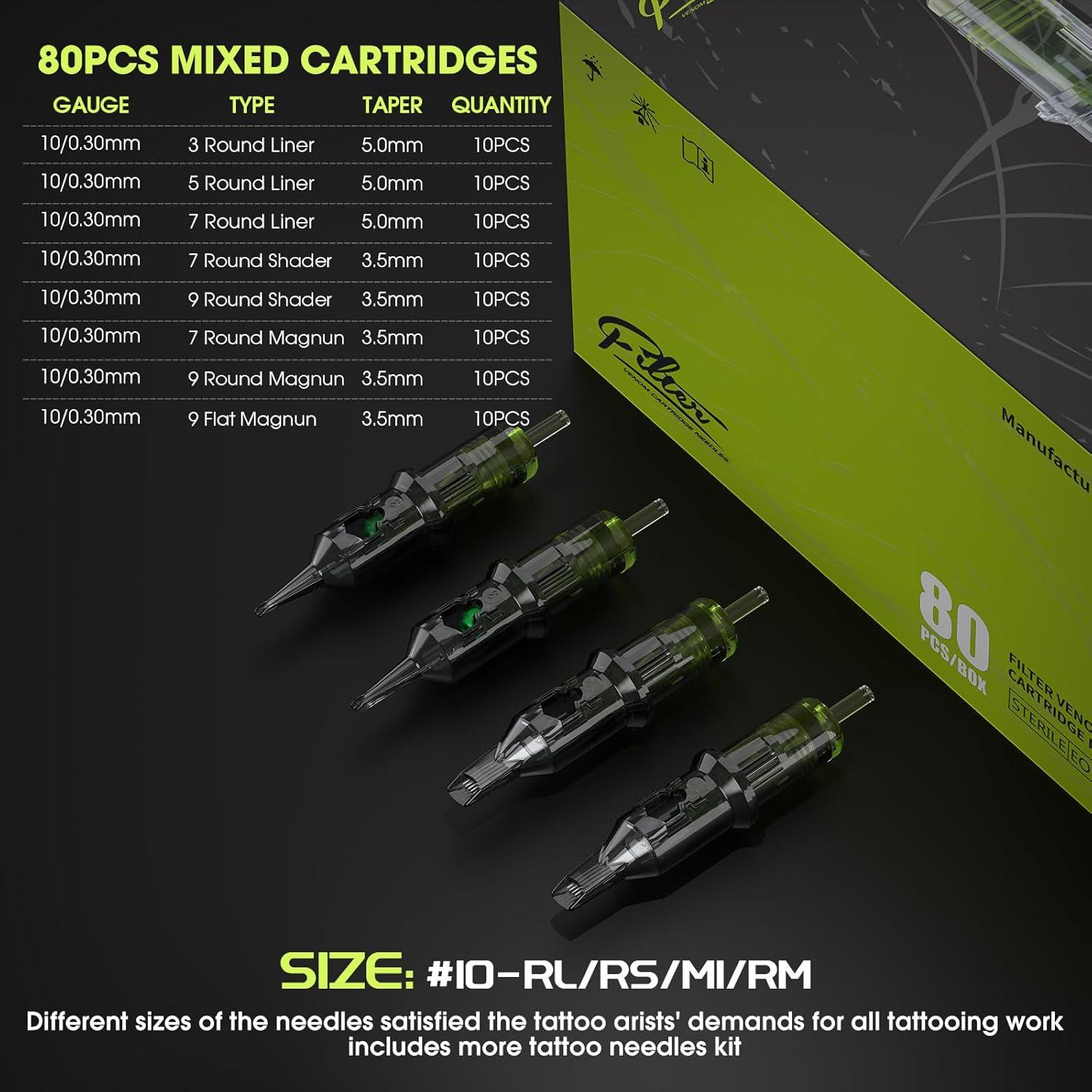 Agujas de Cartucho para Tatuaje Filter #10 - 80 Pcs Variadas