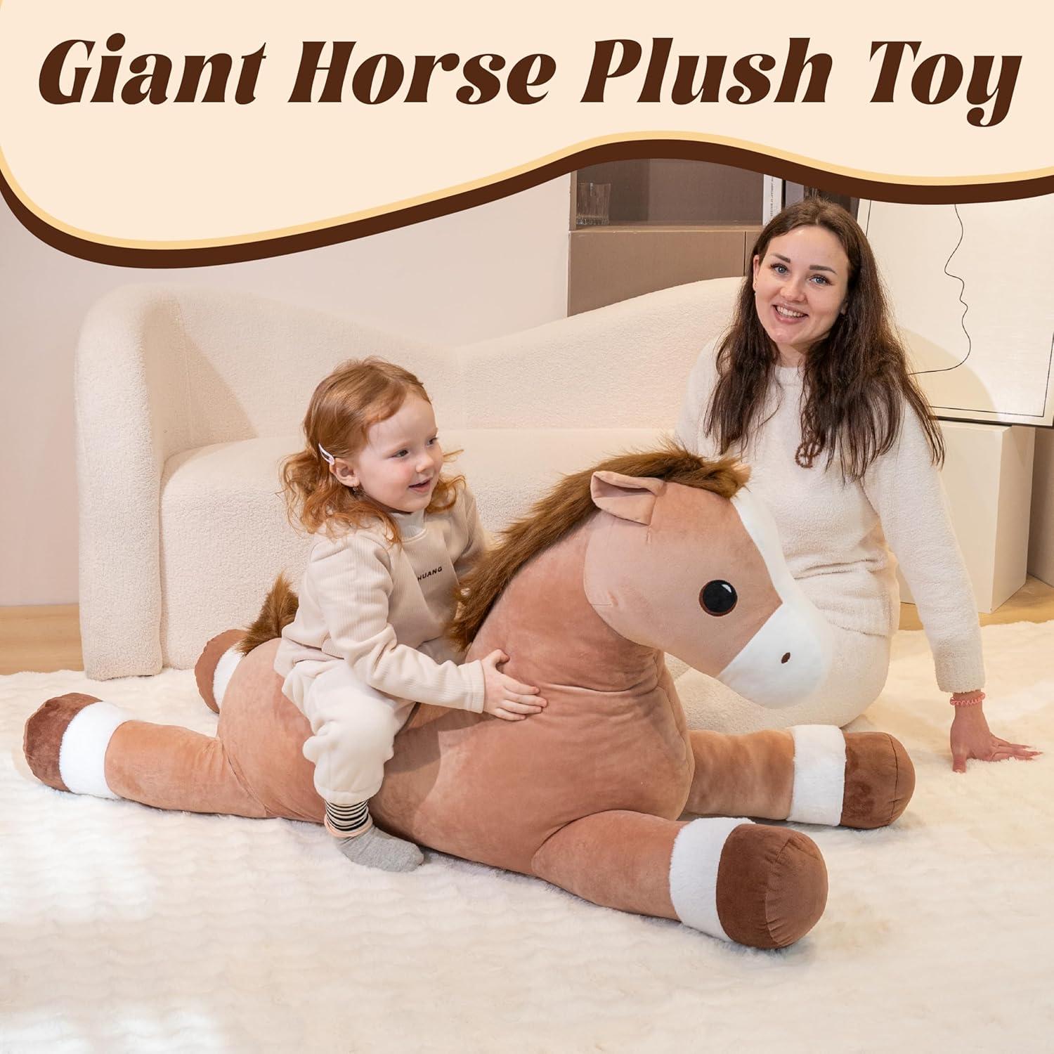 Caballo Gigante de Peluche 95cm Jrystar - Regalo Ideal Niños