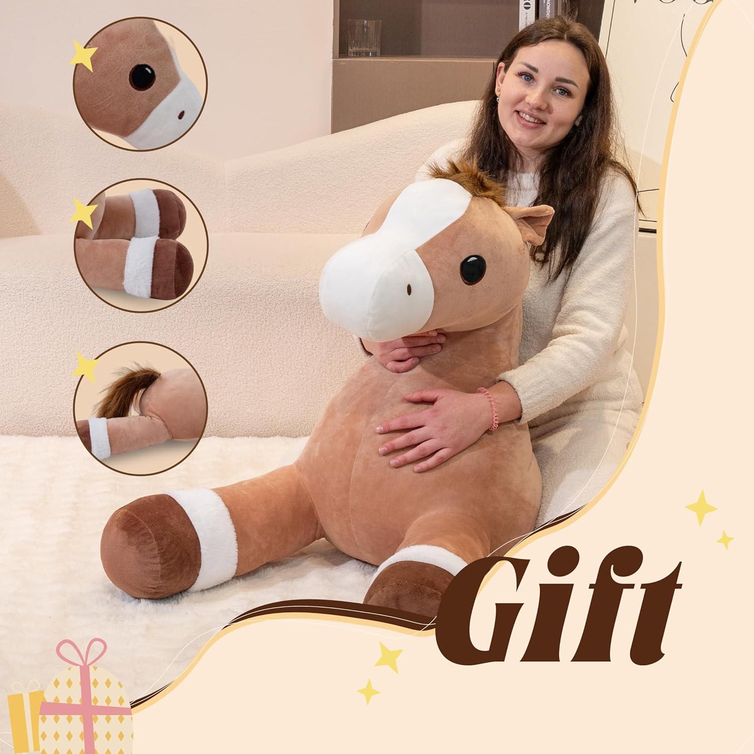 Caballo Gigante de Peluche 95cm Jrystar - Regalo Ideal Niños