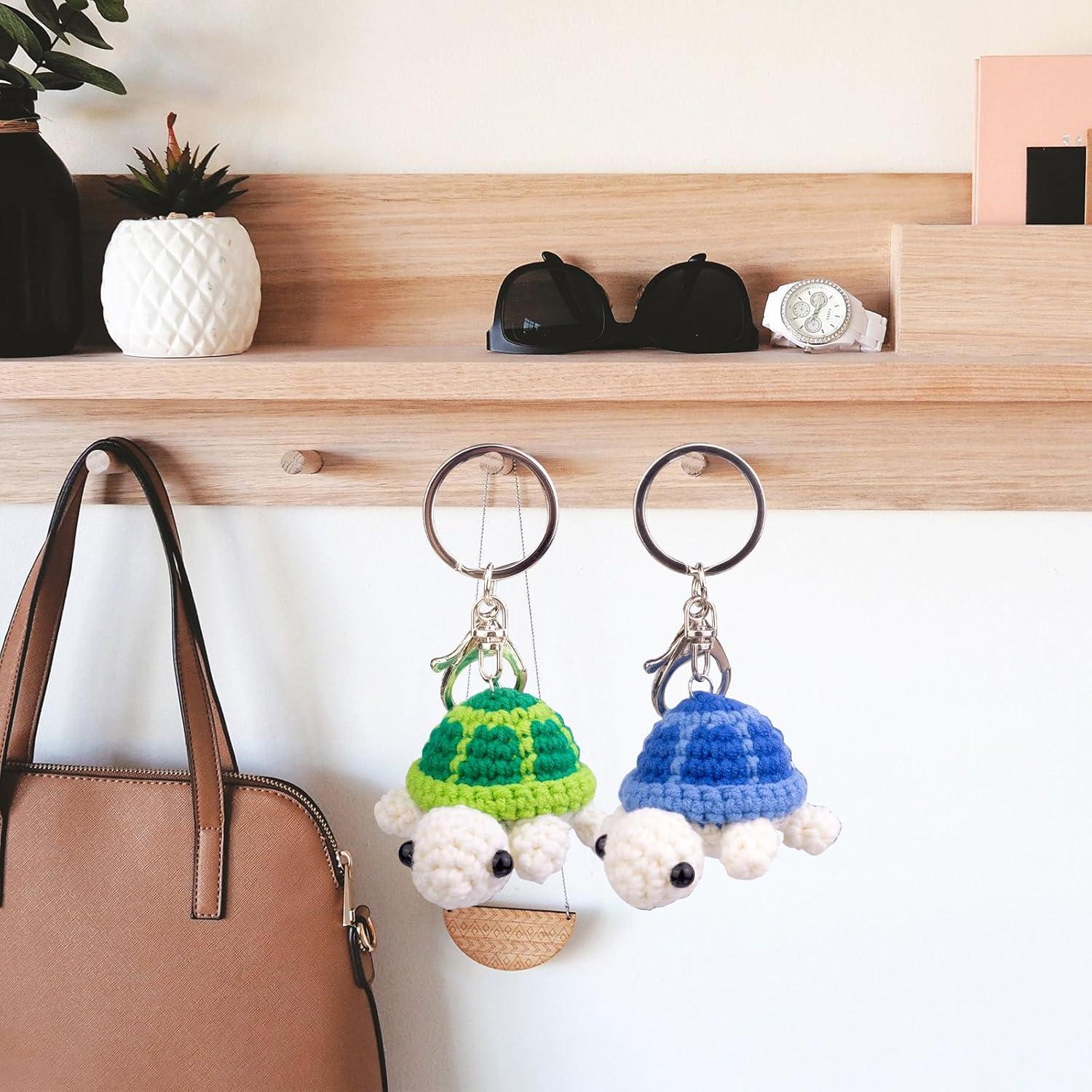 Muñeca de Tortuga de Ganchillo MuMyer Azul con Llavero Desmontable