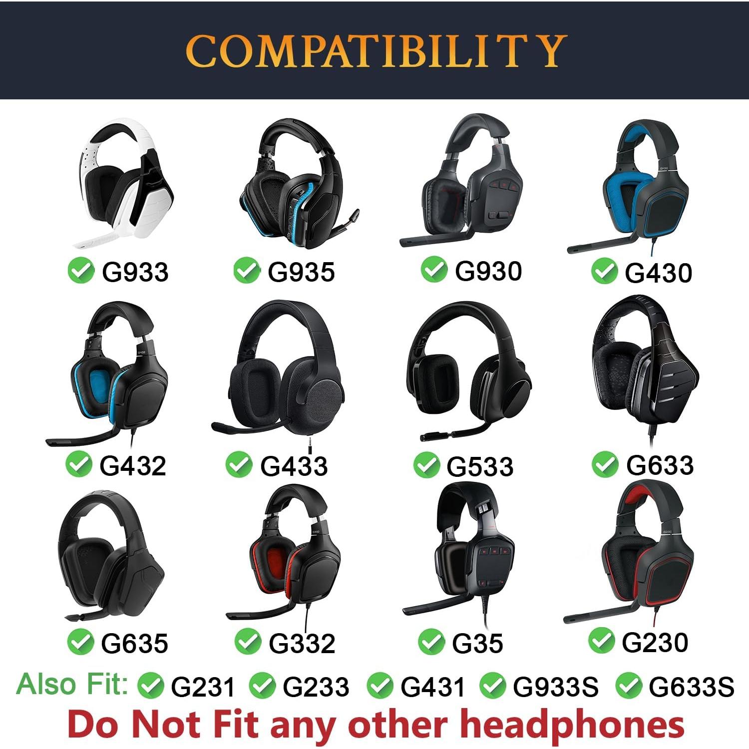 Almohadillas de Reemplazo SOULWIT para Auriculares Logitech G35 G933 G430 - Negro