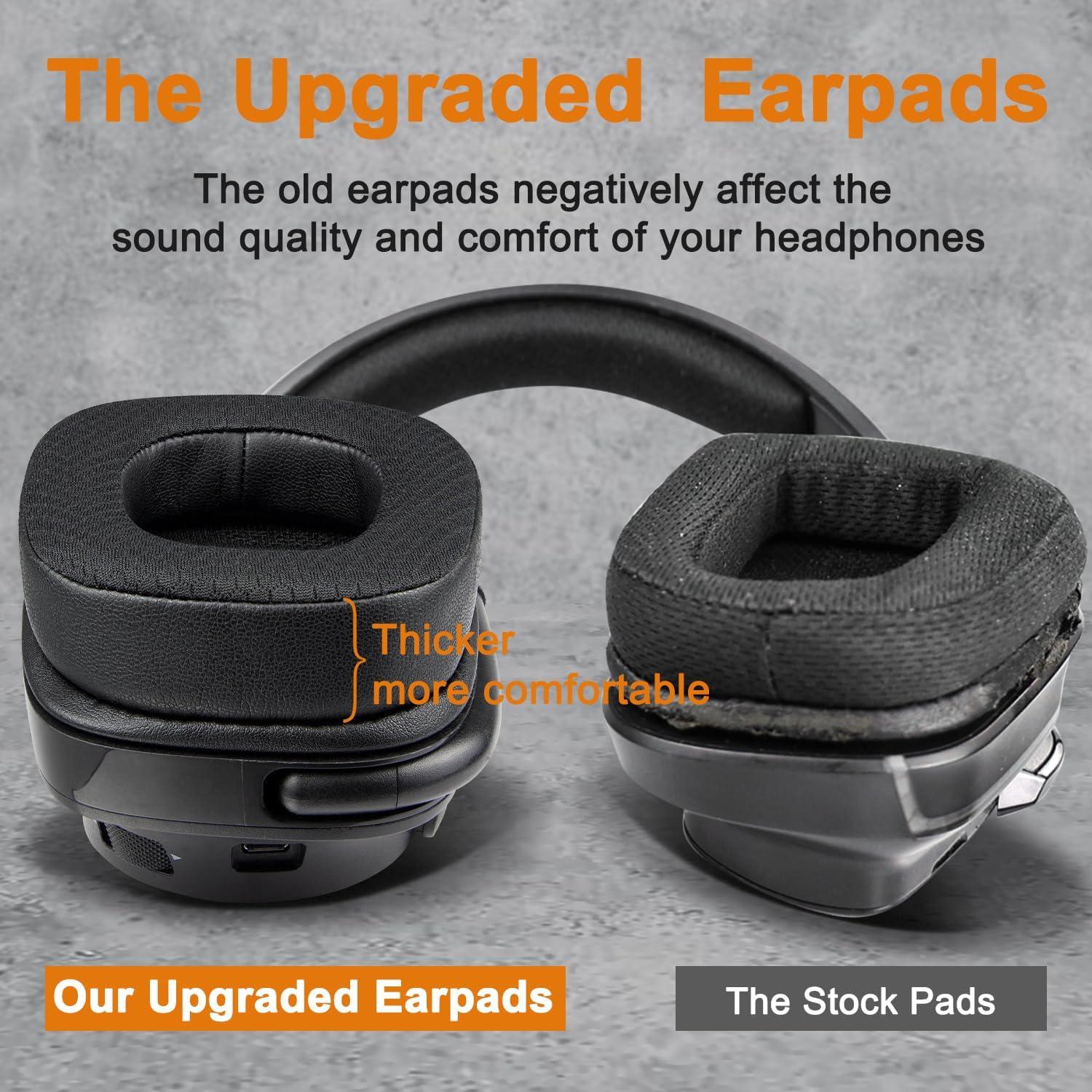 Almohadillas de Reemplazo SOULWIT para Auriculares Logitech G35 G933 G430 - Negro