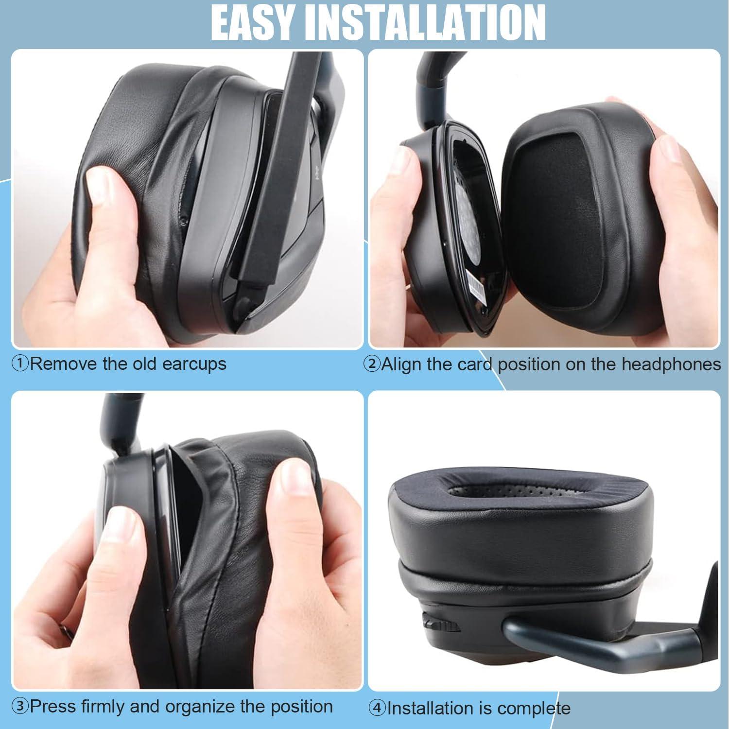 Replacement Earpads for Corsair Void & Corsair Void Pro Wired & Wireless Gaming Headsets.Noise Canceling Headset Cushions with Soft Mesh Fabric, Ear Cups Cover Repair Parts.Black