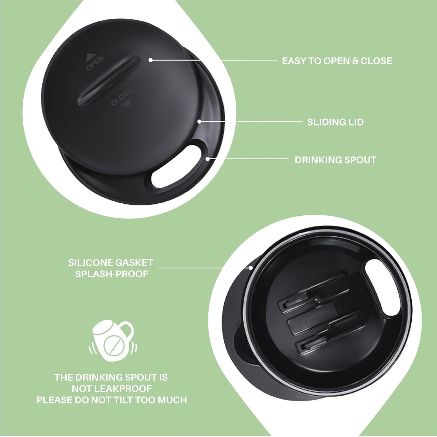 Taza de Café Aislada Ideus 16 oz Acero Inoxidable Verde