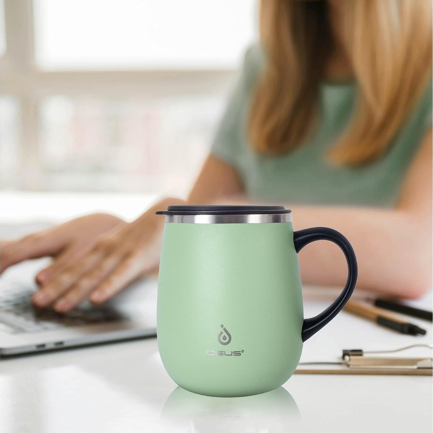 Taza de Café Aislada Ideus 16 oz Acero Inoxidable Verde