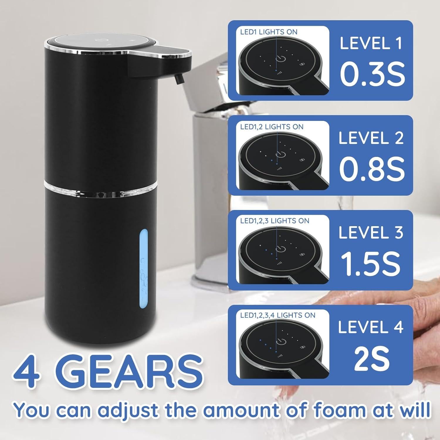 Dispensador Automático de Jabón Espumoso ARCASA 400ml Negro