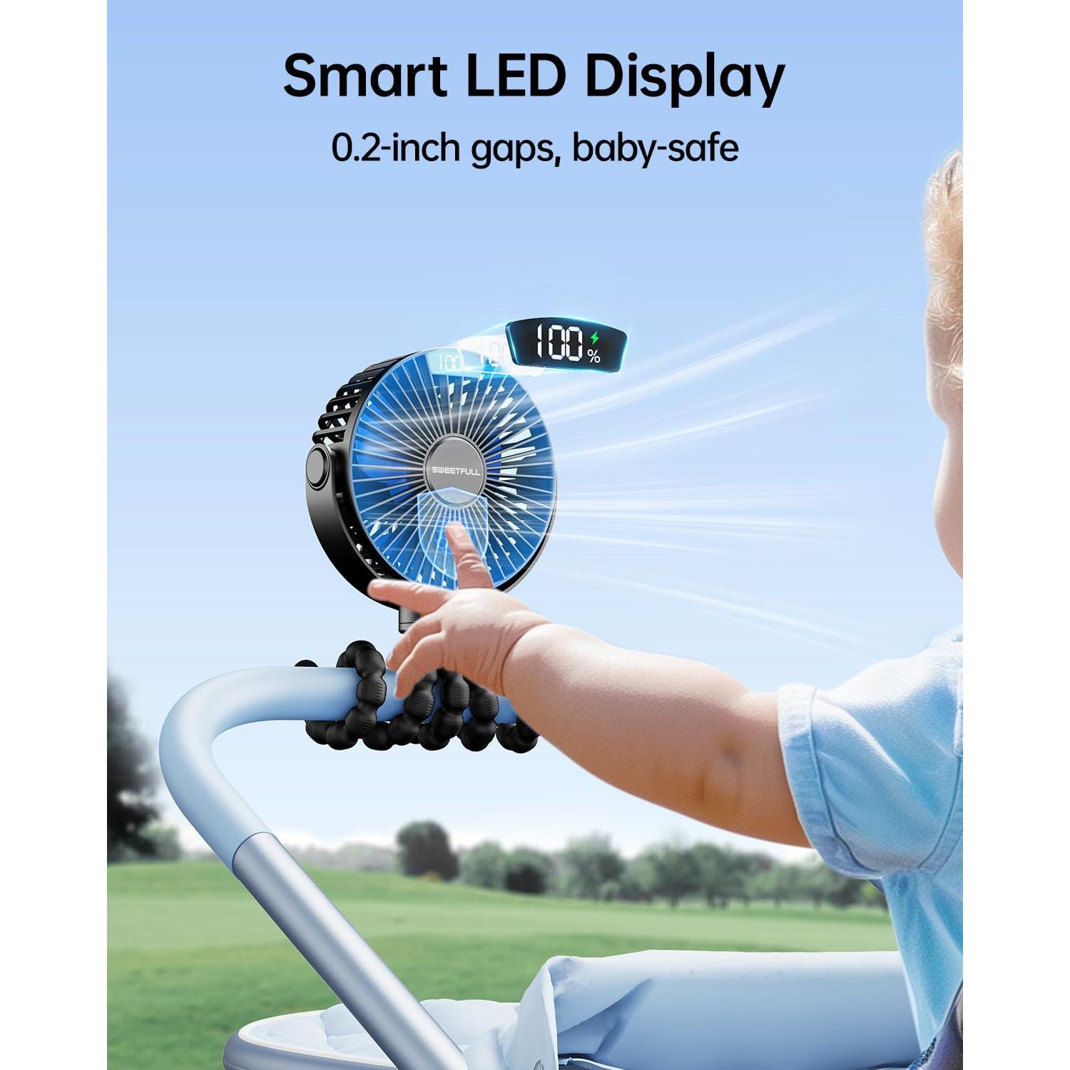 Ventilador Portátil SWEETFULL S3 Recargable 4000mAh Negro