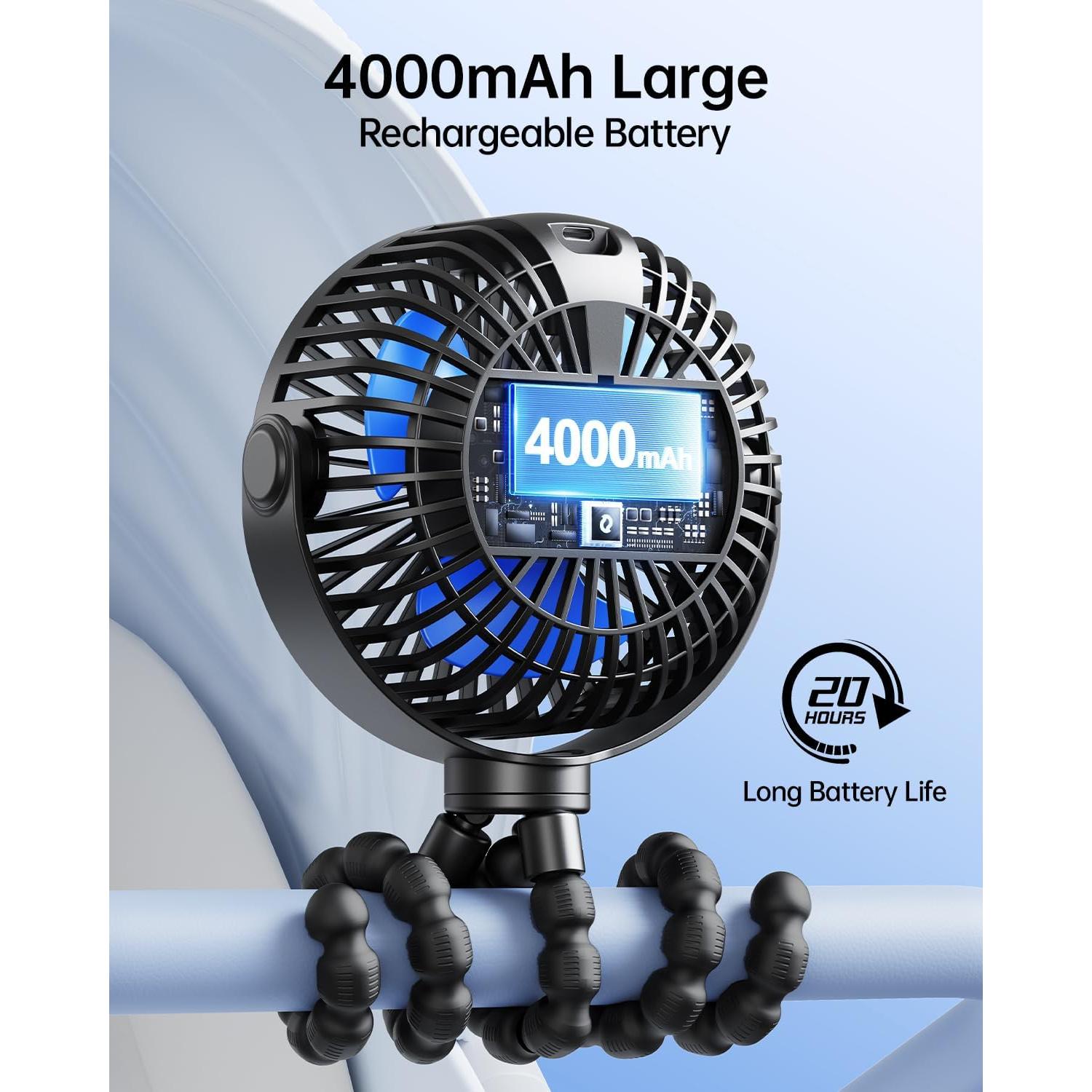 Ventilador Portátil SWEETFULL S3 Recargable 4000mAh Negro