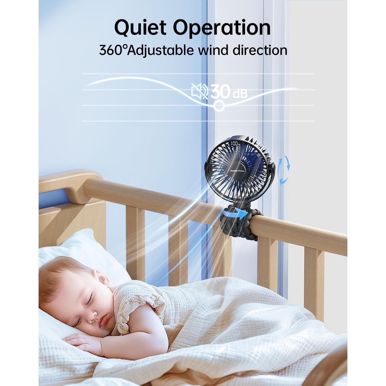 Ventilador Portátil SWEETFULL S3 Recargable 4000mAh Negro