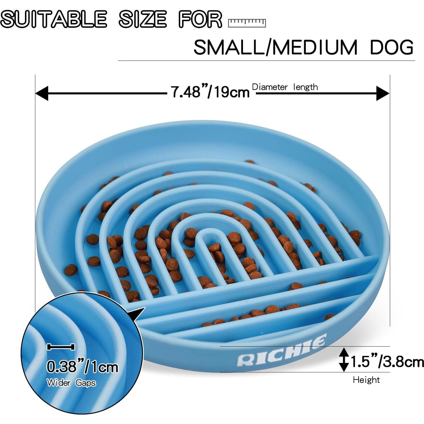 Cuenco para Perros RICHIE Alimentación Lenta Silicona Azul 19cm