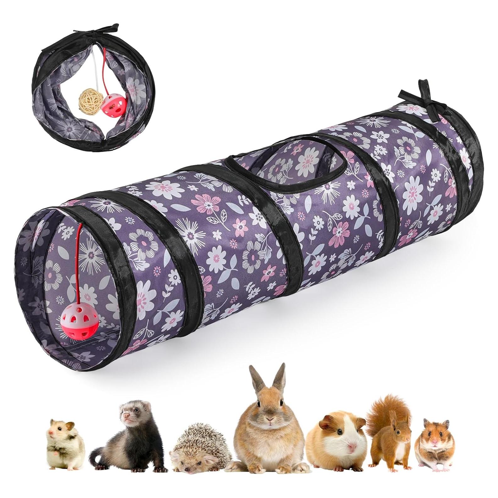 Túnel Recto para Mascotas Pequeñas Pawaboo 60cm con Campana