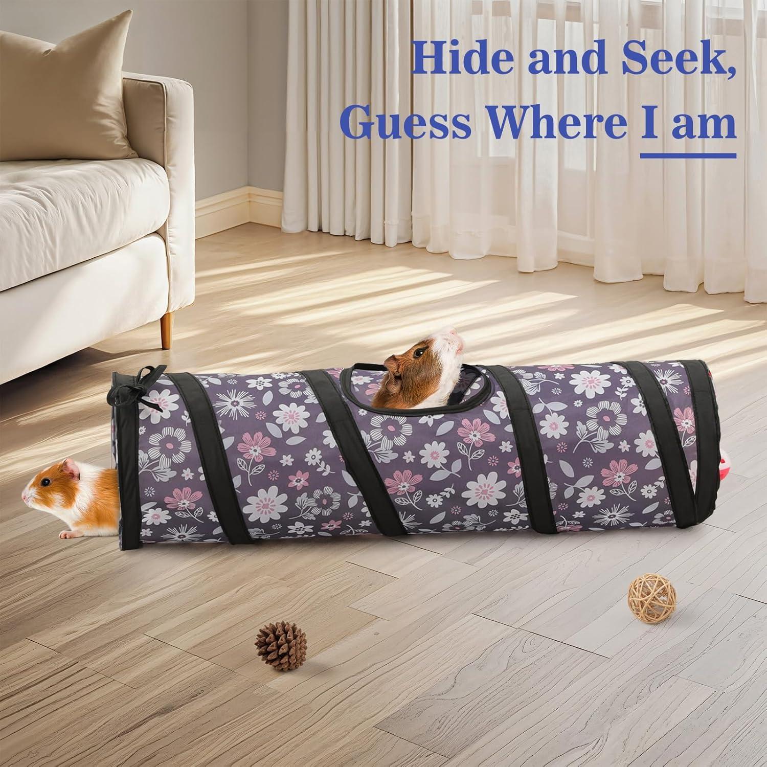 Túnel Recto para Mascotas Pequeñas Pawaboo 60cm con Campana