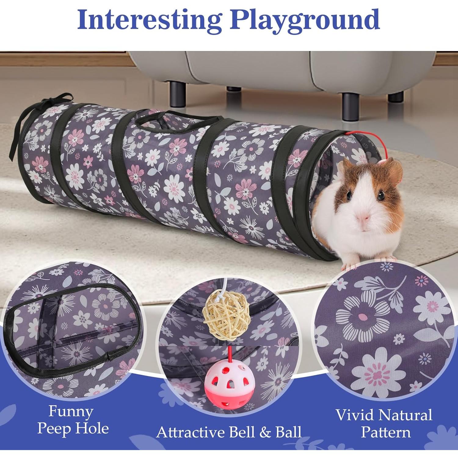 Túnel Recto para Mascotas Pequeñas Pawaboo 60cm con Campana