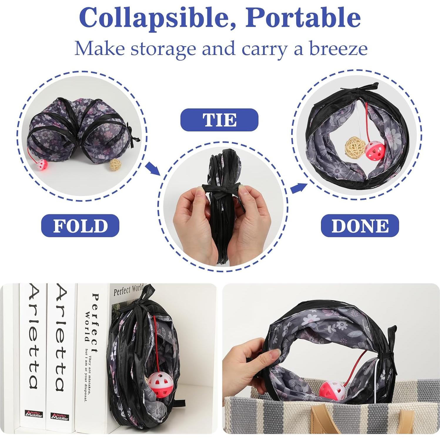 Túnel Recto para Mascotas Pequeñas Pawaboo 60cm con Campana