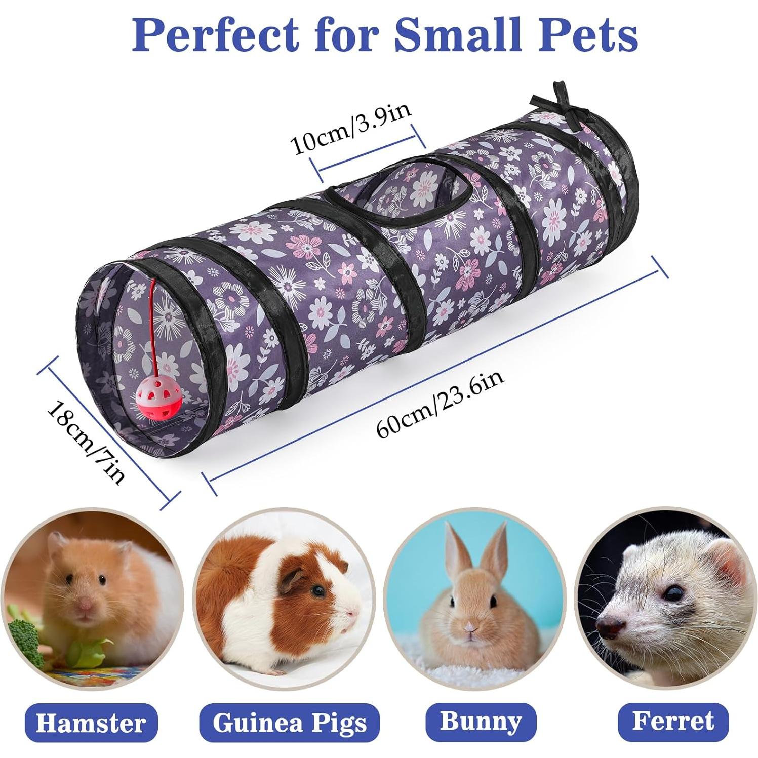 Túnel Recto para Mascotas Pequeñas Pawaboo 60cm con Campana