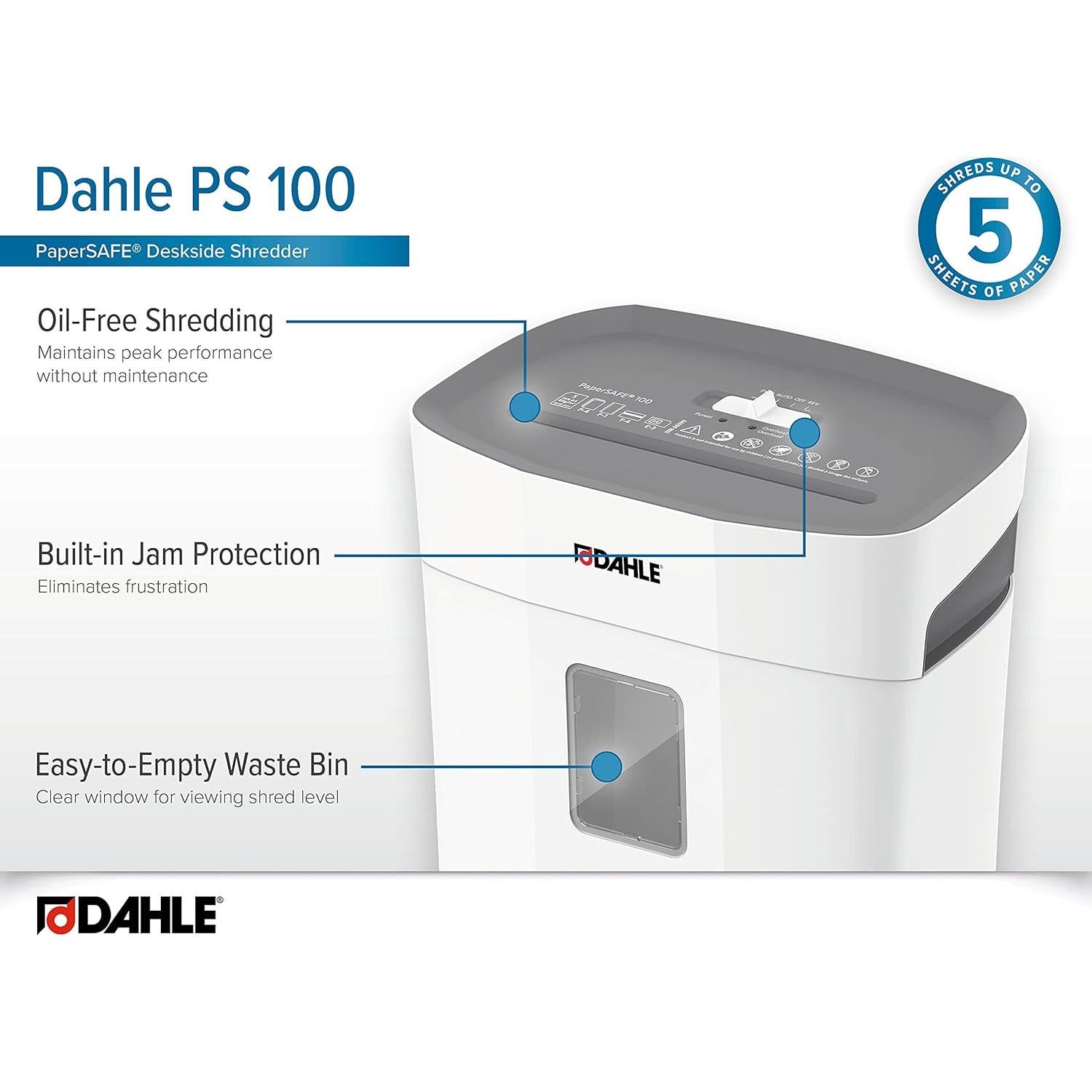 Destructora de papel Dahle PS 100, P-4, 5 hojas, sin aceite