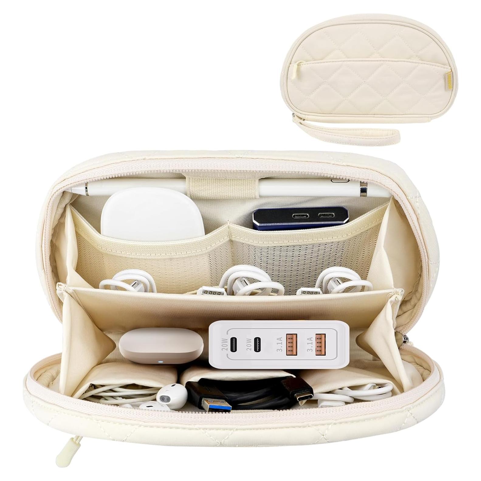 Organizador de Cables Dadanism Beige Estuche Electrónico 22x13cm