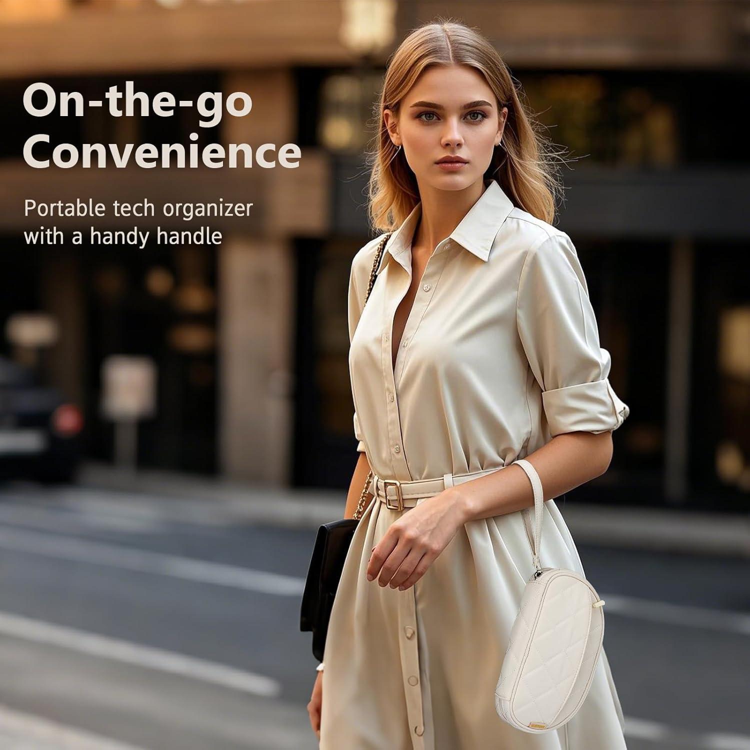 Organizador de Cables Dadanism Beige Estuche Electrónico 22x13cm