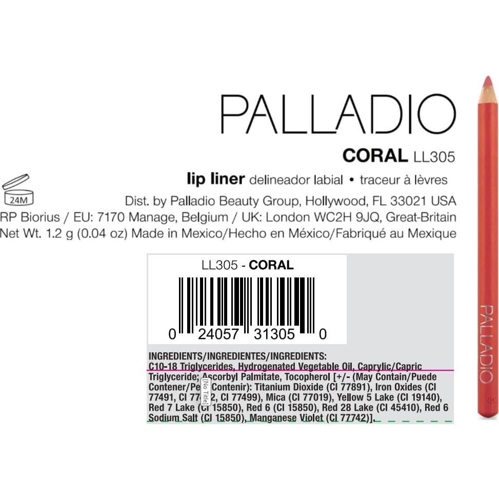 Lápiz de Contorno de Labios Palladio Coral 1 Cuenta Hidratante