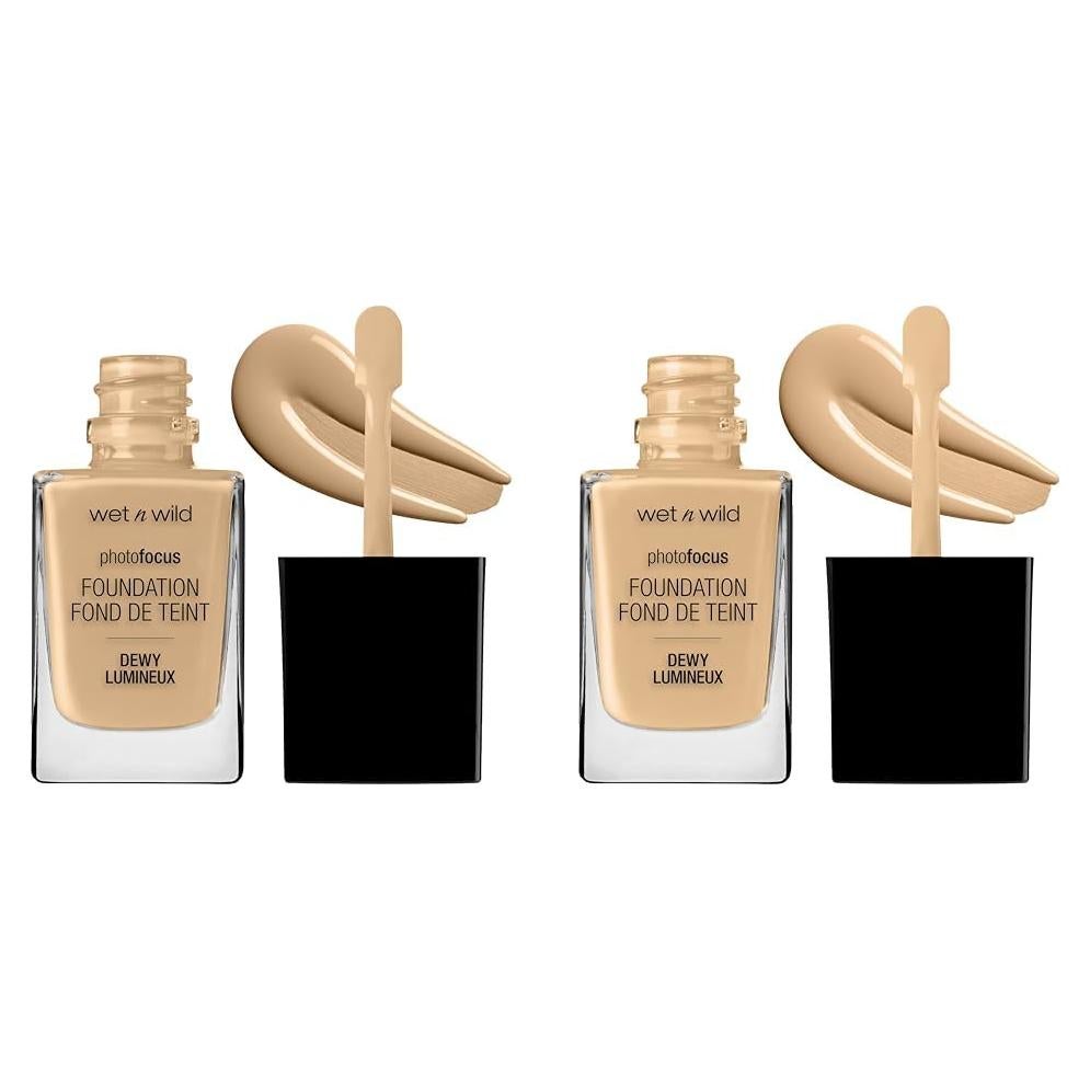 Base Líquida Dewy Photo Focus Wet n Wild - 2 Tonos Beige Bronce y Bisque Buff