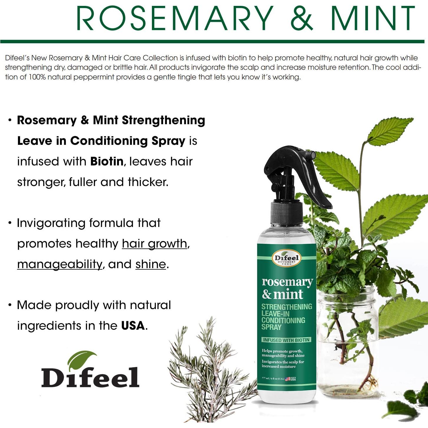 Spray Acondicionador Sin Enjuague Difeel Romero y Menta 170 ml