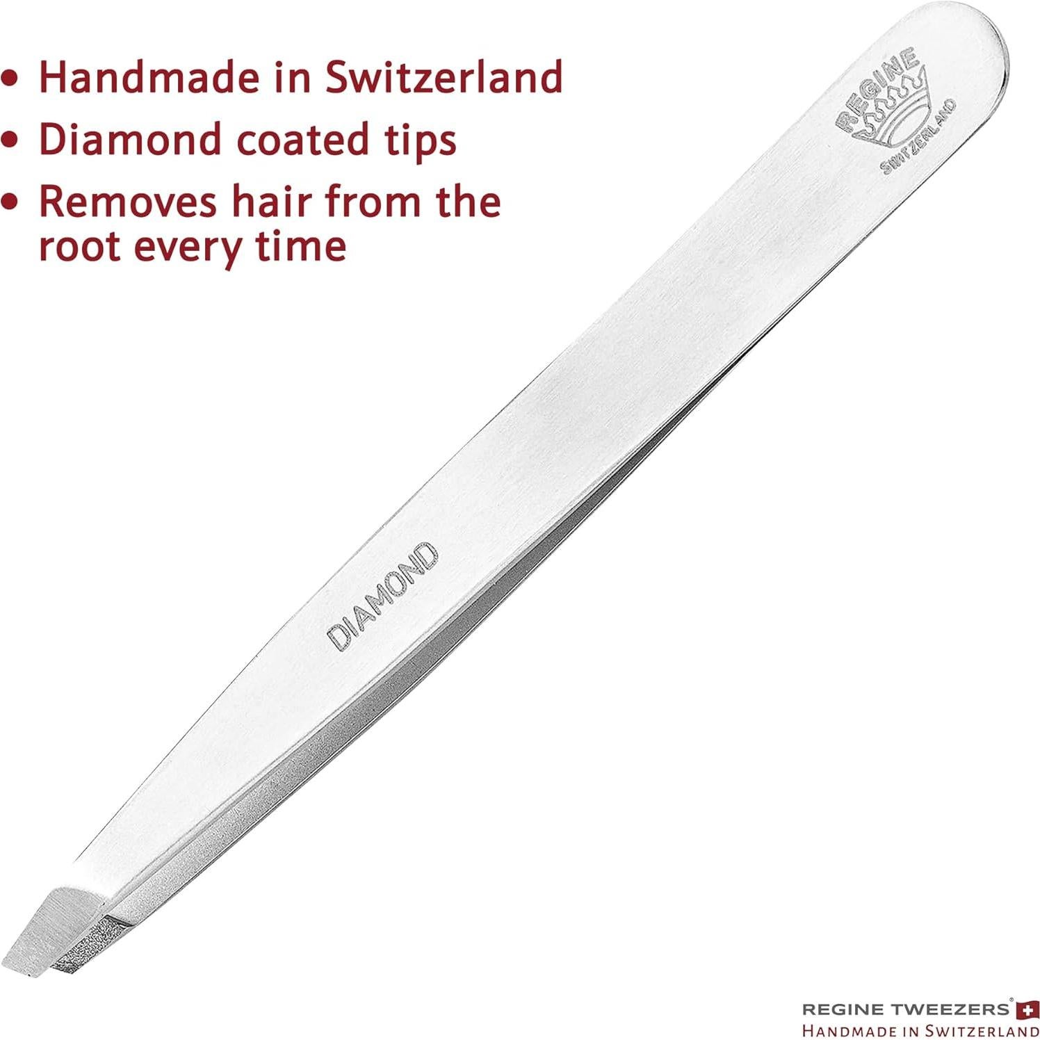 Pinzas de Punta Diamentada Regine Suiza - Acero Inoxidable 9.5 cm