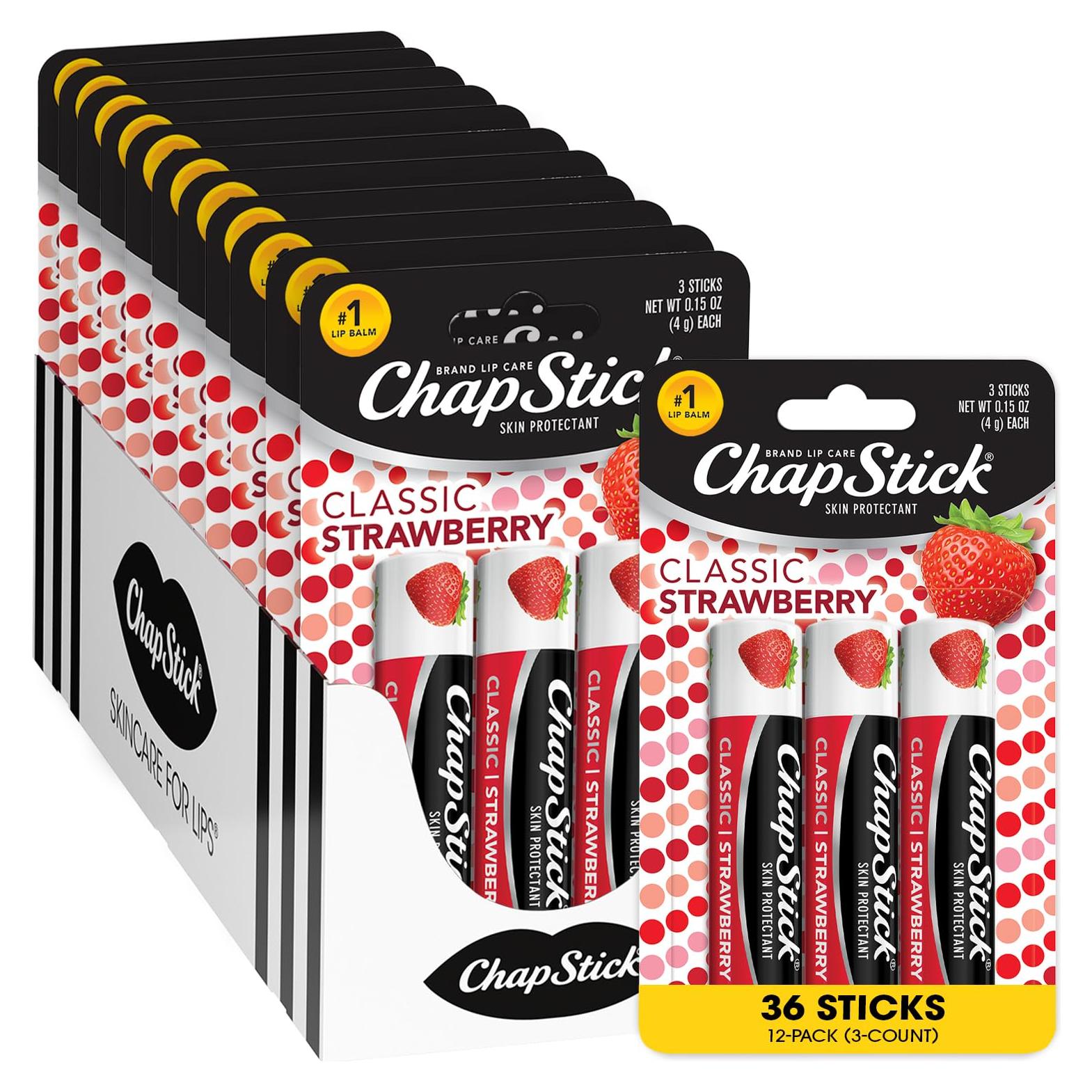 Bálsamo Labial ChapStick Fresa Clásica 36 Tubos 4.25g