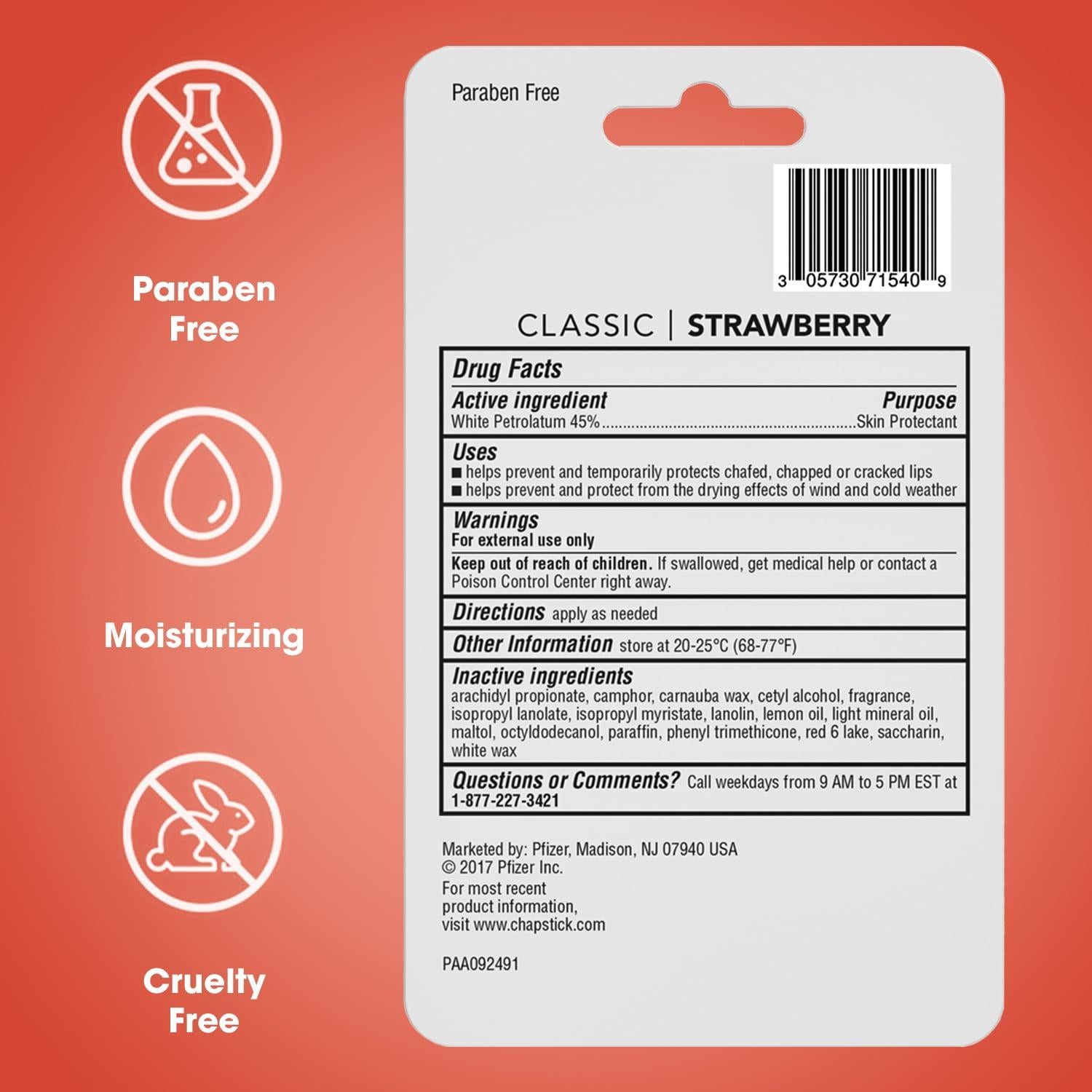 Bálsamo Labial ChapStick Fresa Clásica 36 Tubos 4.25g