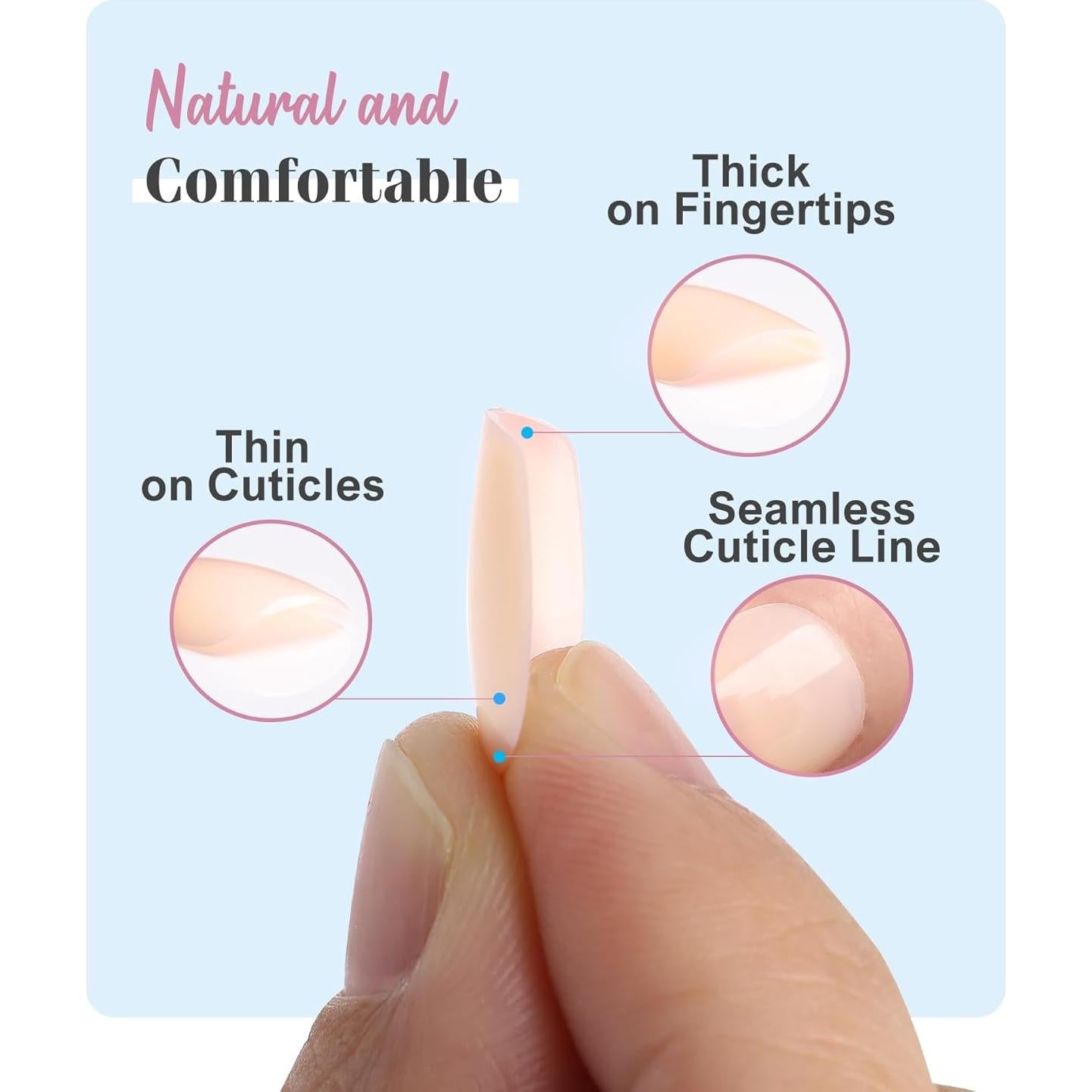 Uñas Postizas Morily Cortas Cuadradas Nude Brillantes - 24 Piezas