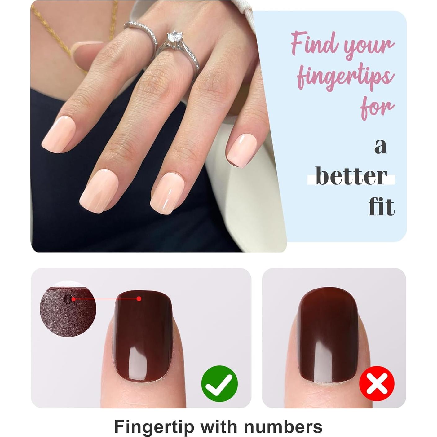 Uñas Postizas Morily Cortas Cuadradas Nude Brillantes - 24 Piezas