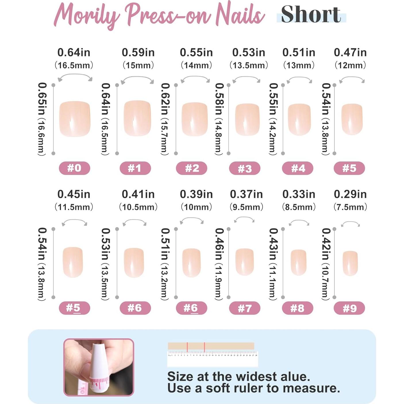 Uñas Postizas Morily Cortas Cuadradas Nude Brillantes - 24 Piezas