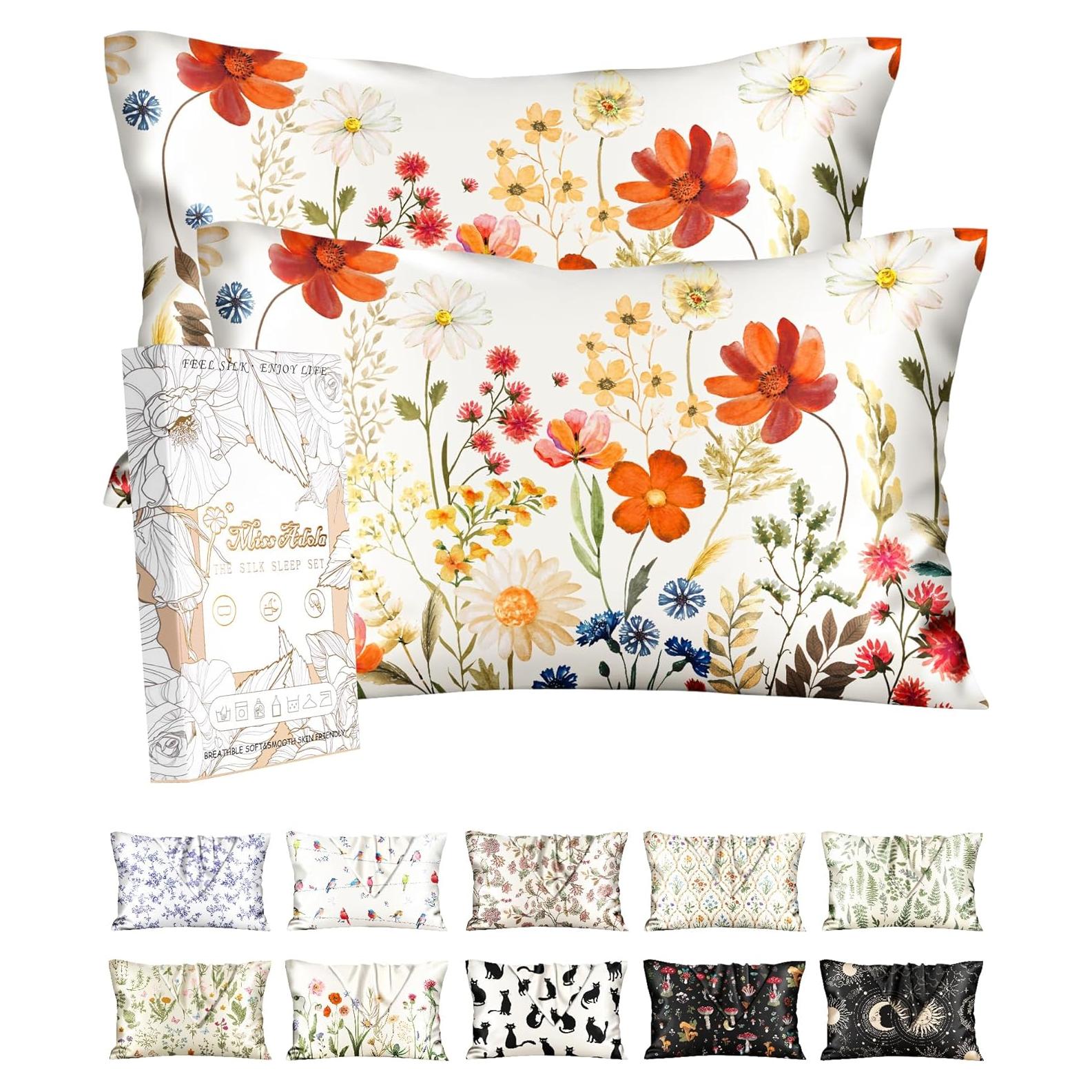 Juego de 2 Fundas de Almohada de Seda Miss Adola 20x66 cm