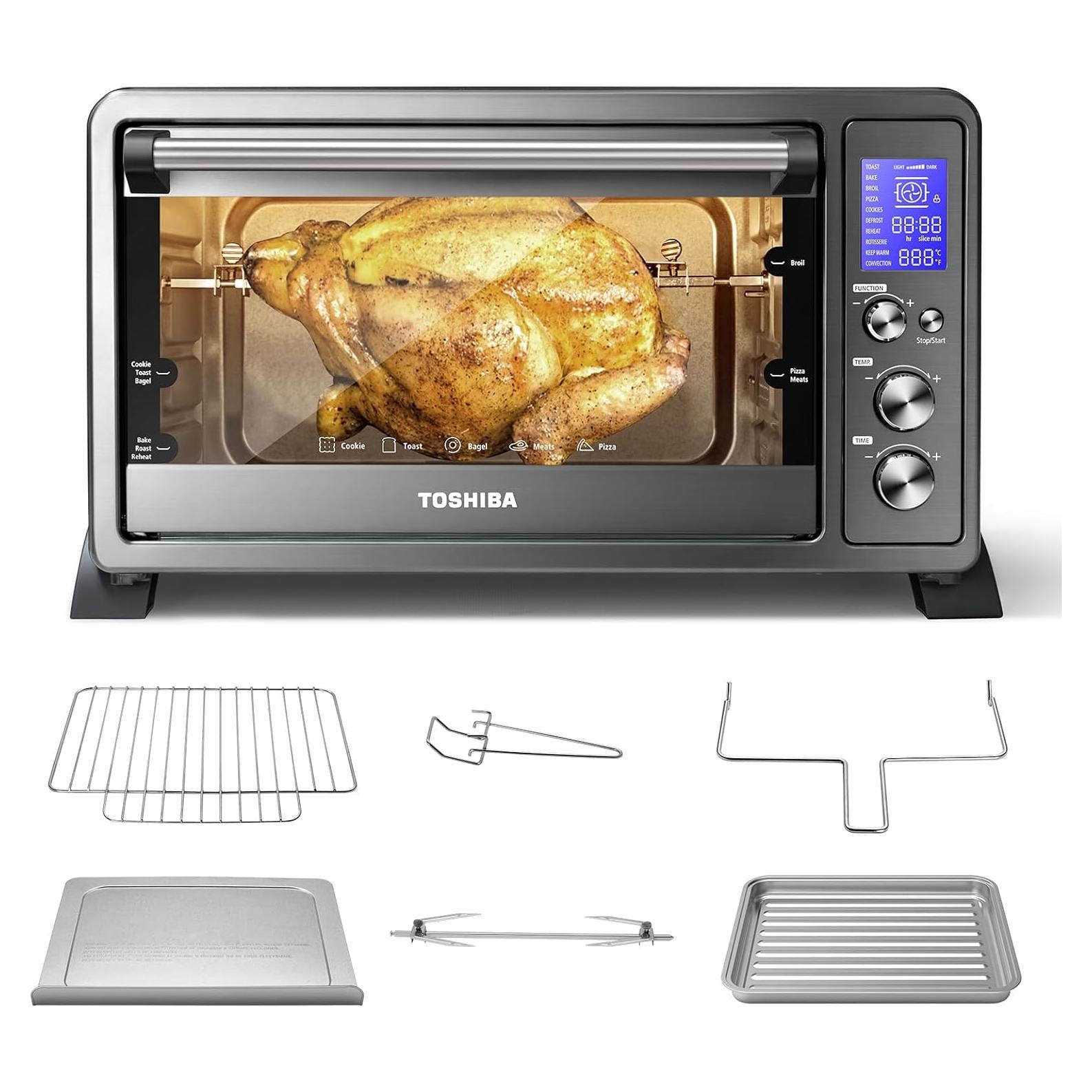 Horno Tostador TOSHIBA 25L 10-en-1 Acero Inoxidable Negro