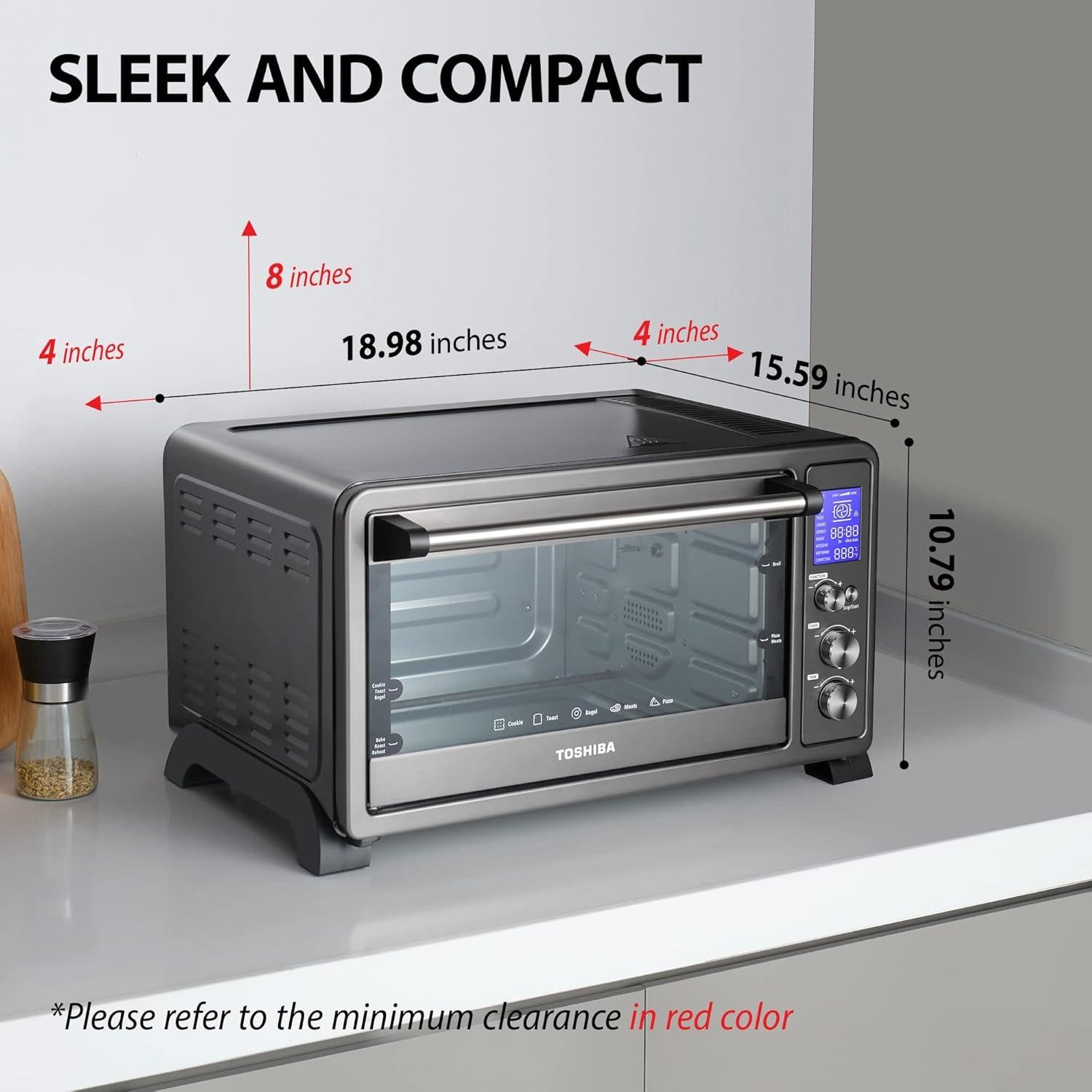 Horno Tostador TOSHIBA 25L 10-en-1 Acero Inoxidable Negro